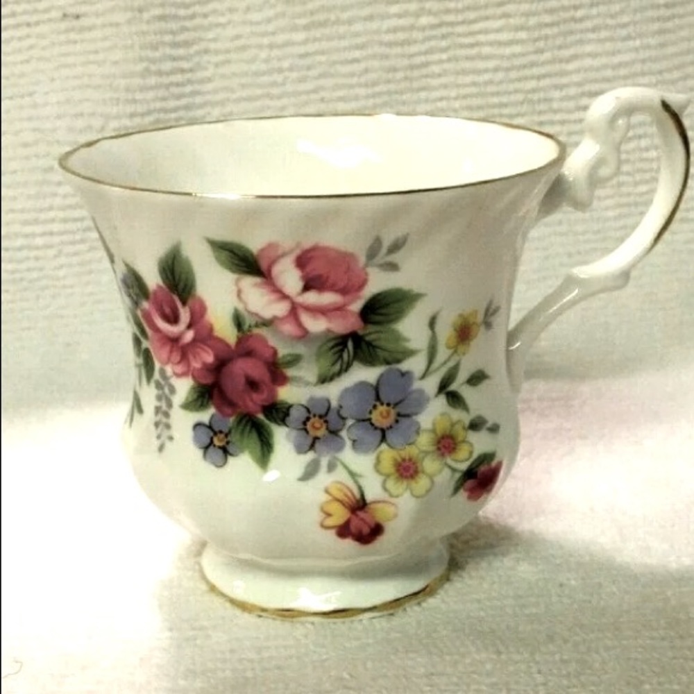 Vtg Royal Dover fine bone china England Floral teacup
